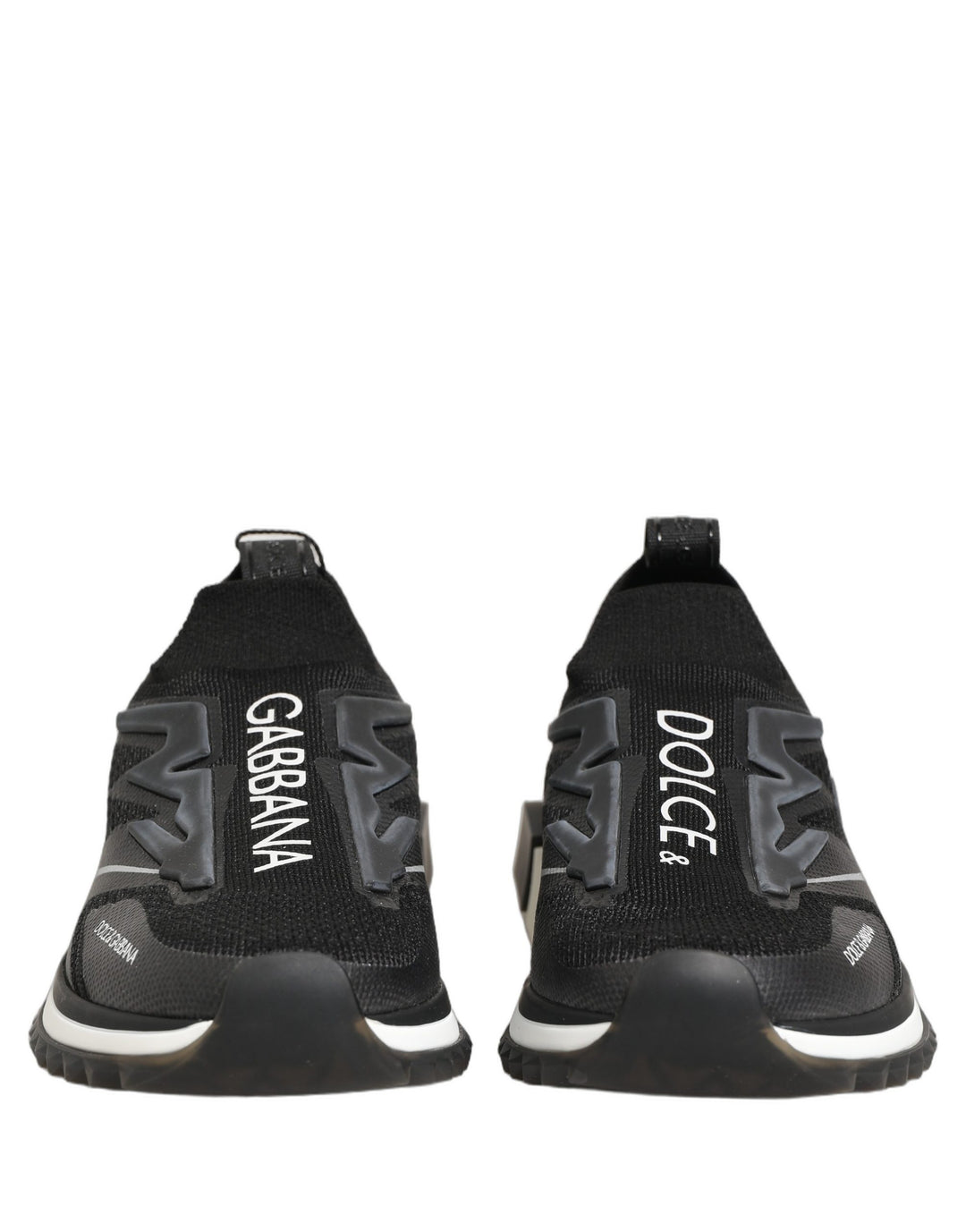 Dolce & Gabbana Black White Sorrento Slip-On Logo Sneakers Shoes
