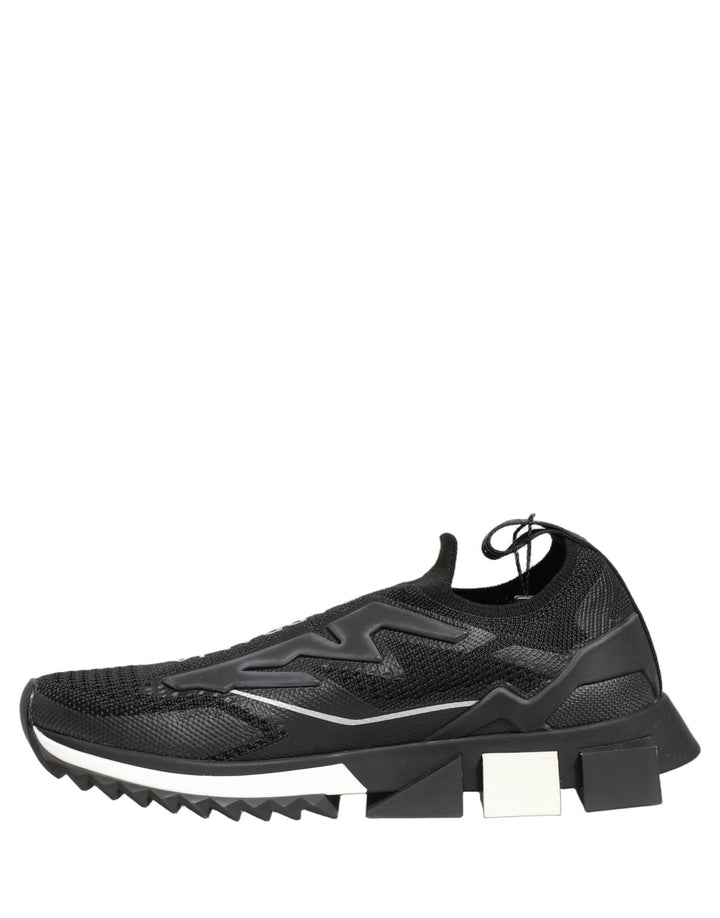 Dolce & Gabbana Black White Sorrento Slip-On Logo Sneakers Shoes