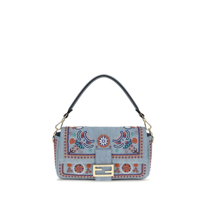 Fendi Blue Cotton Shoulder Bag