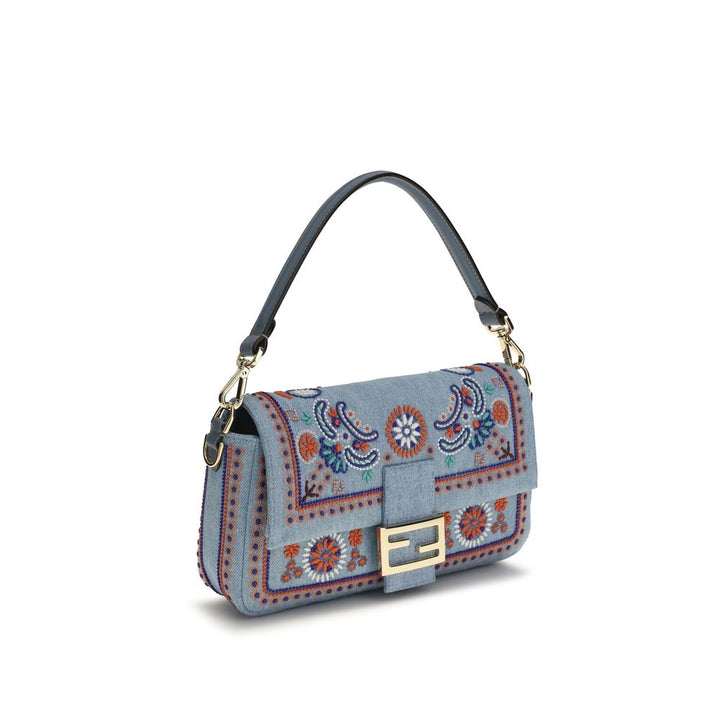 Fendi Blue Cotton Shoulder Bag