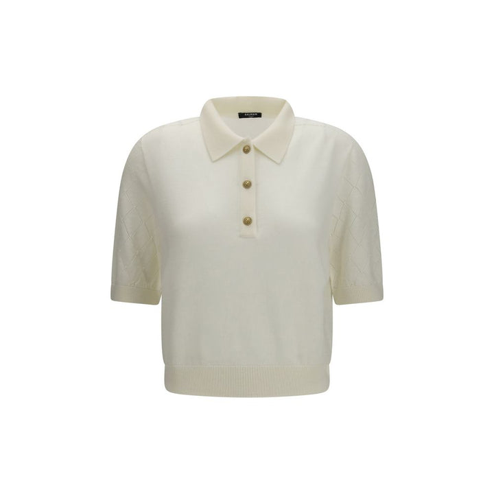 Balmain White Wool Oves Aries Polo Shirt