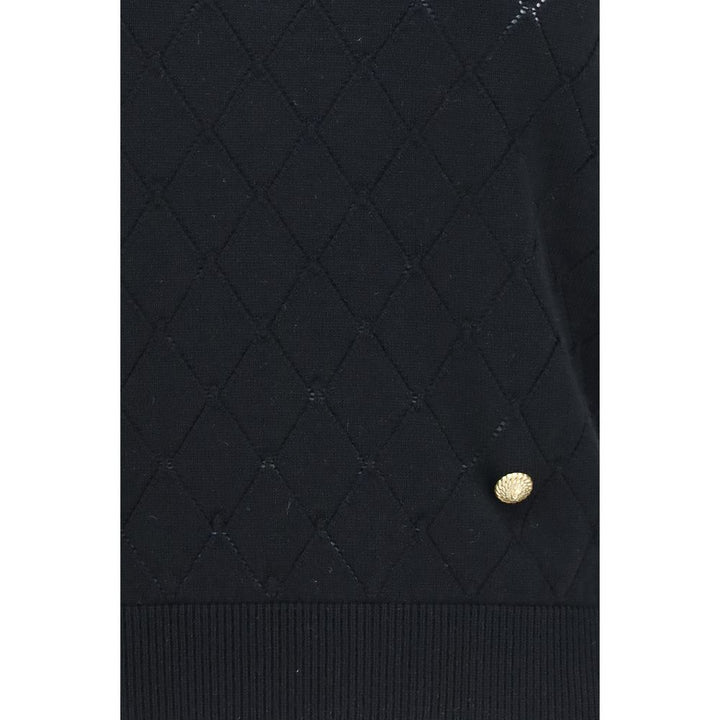 Balmain Black Wool Oves Aries Sleeveles T-Shirt