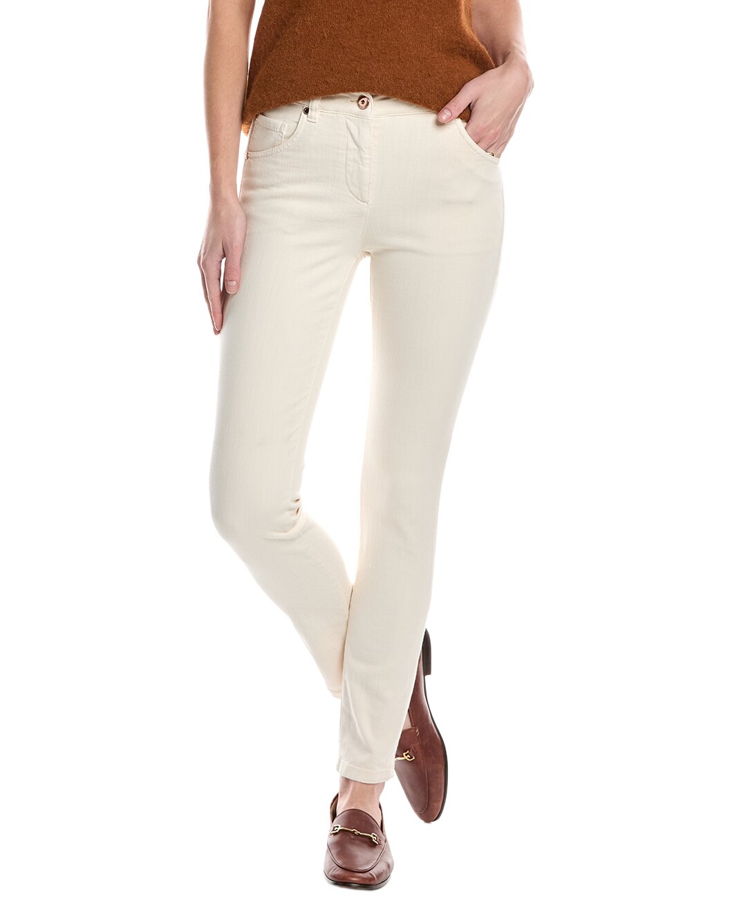 Brunello Cucinelli Cream Cotton Casual Pants