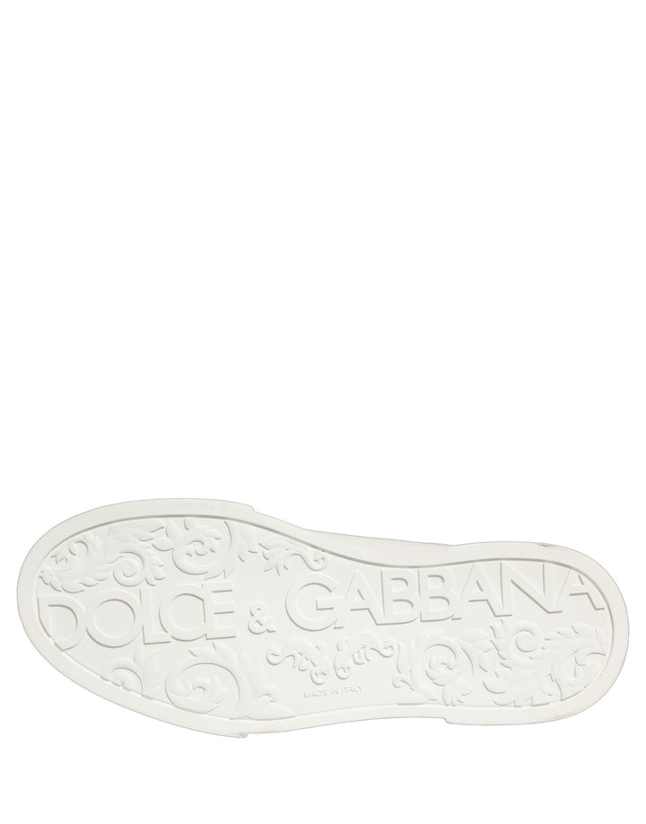 Dolce & Gabbana White Leather DG Logo Low Top Sneakers Shoes