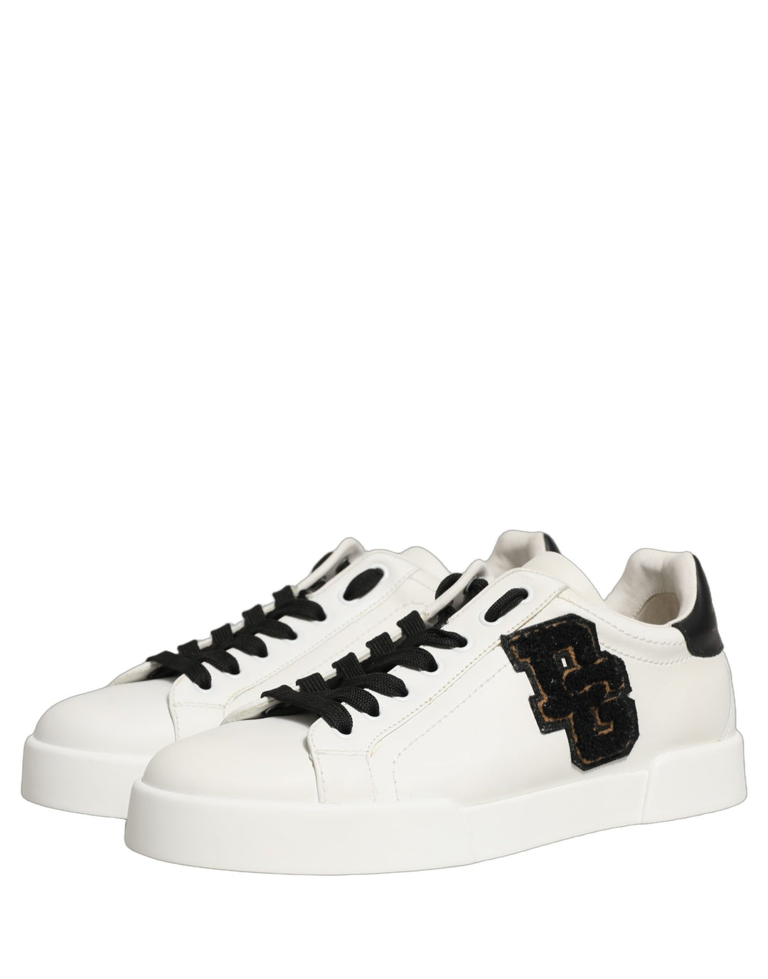 Dolce & Gabbana White Leather DG Logo Low Top Sneakers Shoes