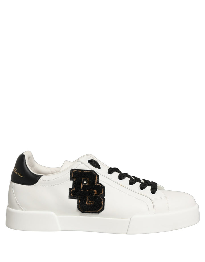 Dolce & Gabbana White Leather DG Logo Low Top Sneakers Shoes