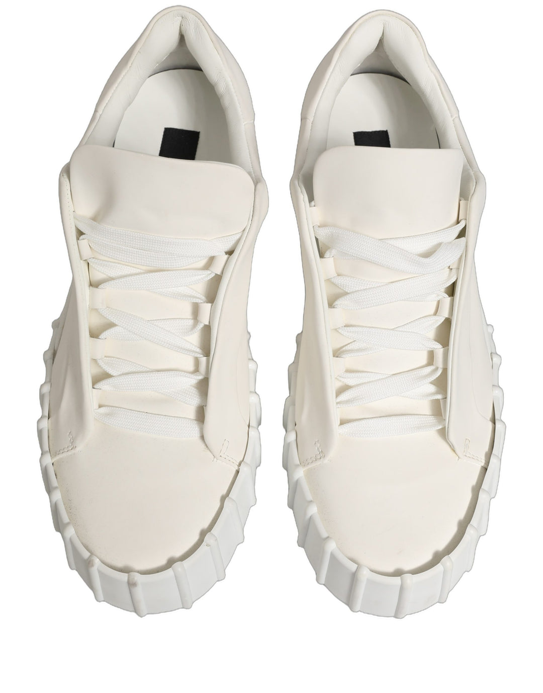 Dolce & Gabbana White Leather Low Top Lace Up Sneakers Shoes