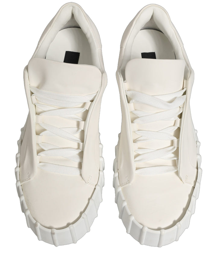Dolce & Gabbana White Leather Low Top Lace Up Sneakers Shoes