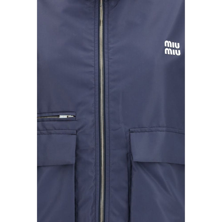 Miu Miu Blue Polyester Full-Length Jacket