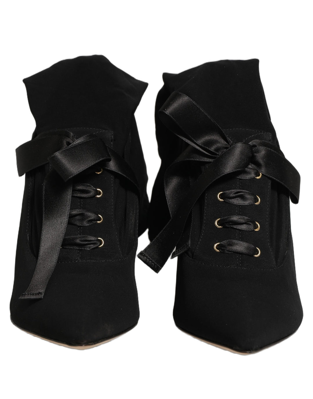 Dolce & Gabbana Black Stiletto Heels Mid Calf Boots Shoes