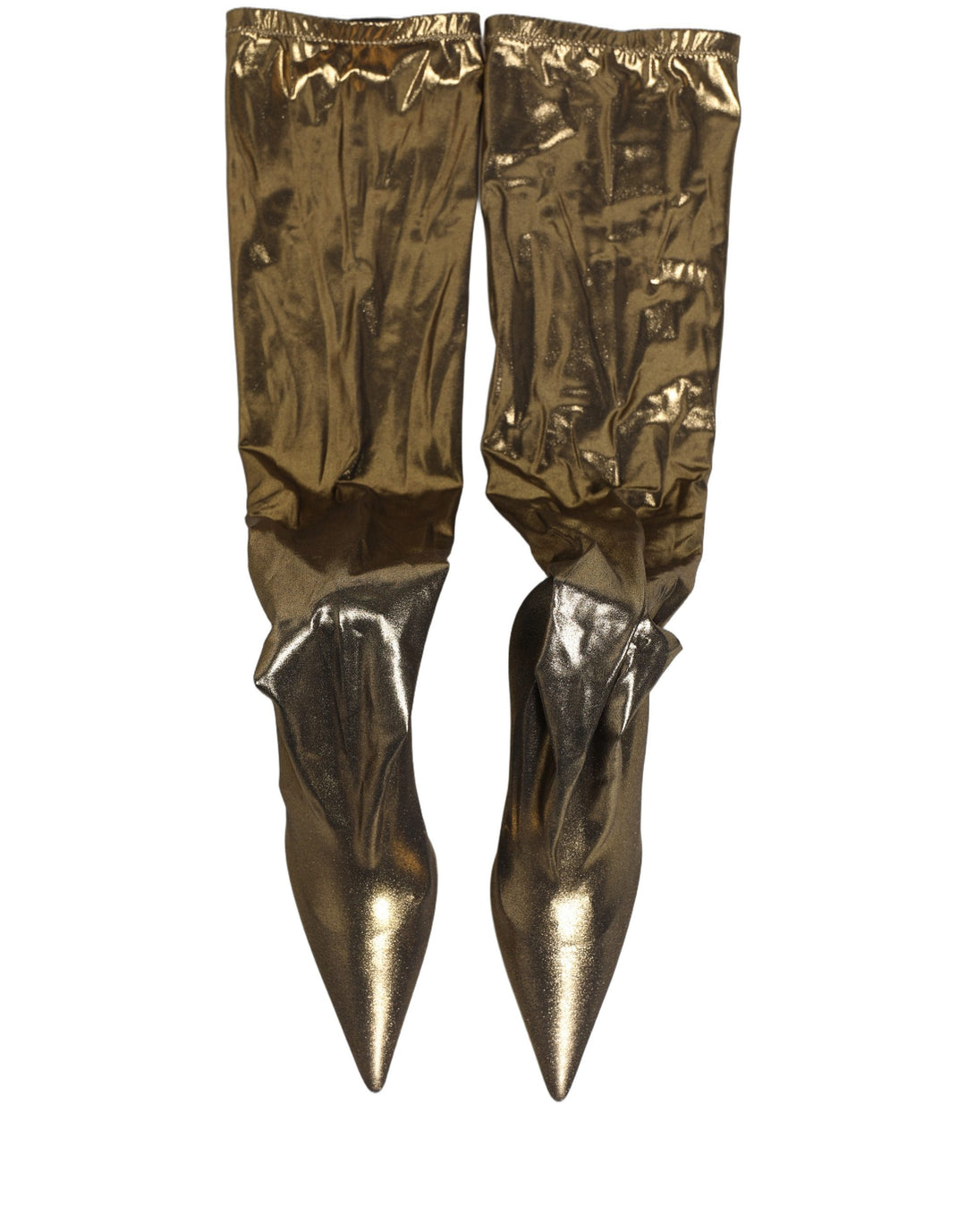 Dolce & Gabbana Gold Nylon Socks Knee High Boots Pumps Shoes