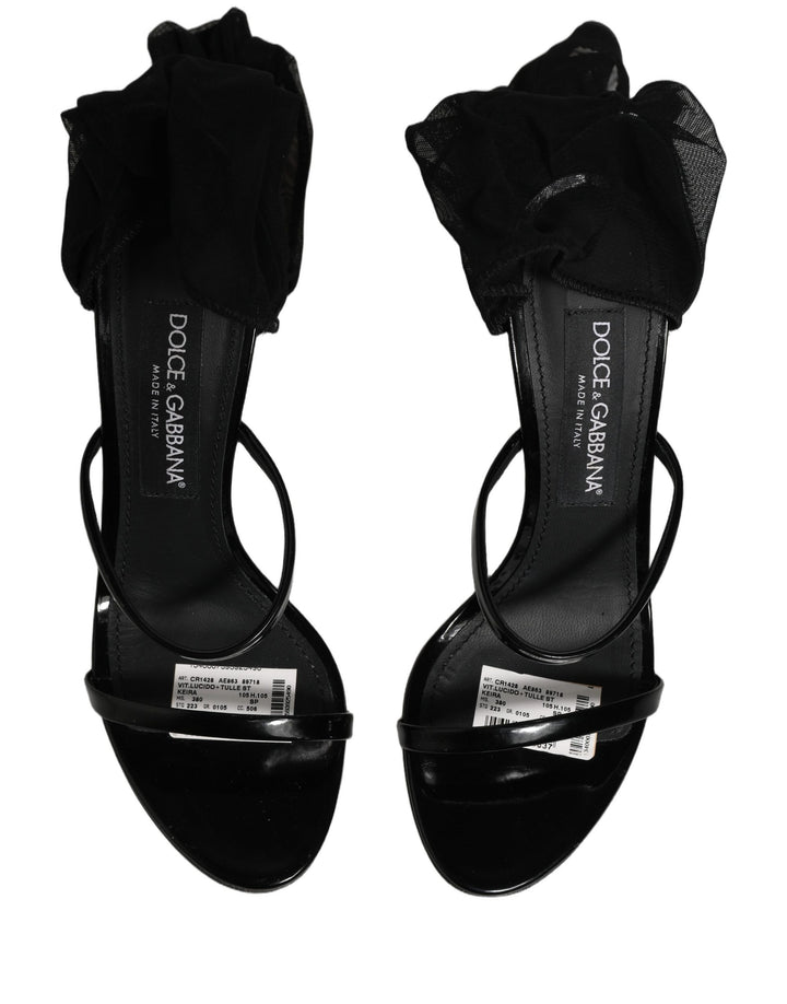 Dolce & Gabbana Stiletto Sandals Socks Knee High Boots Black