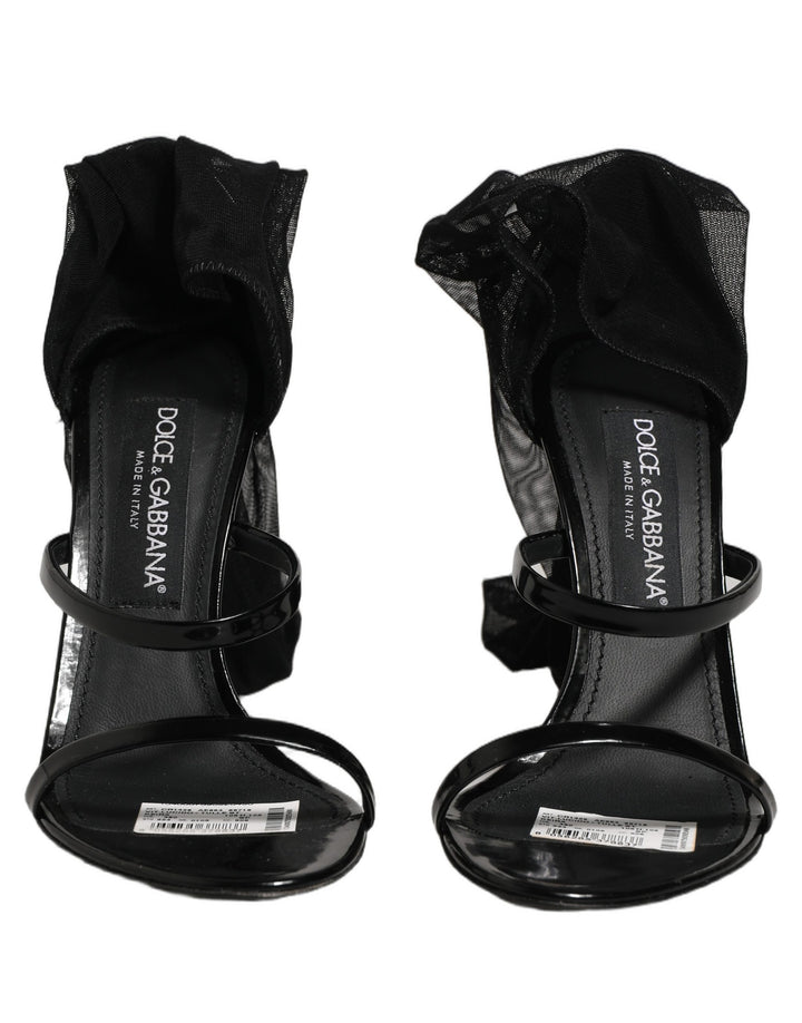 Dolce & Gabbana Stiletto Sandals Socks Knee High Boots Black