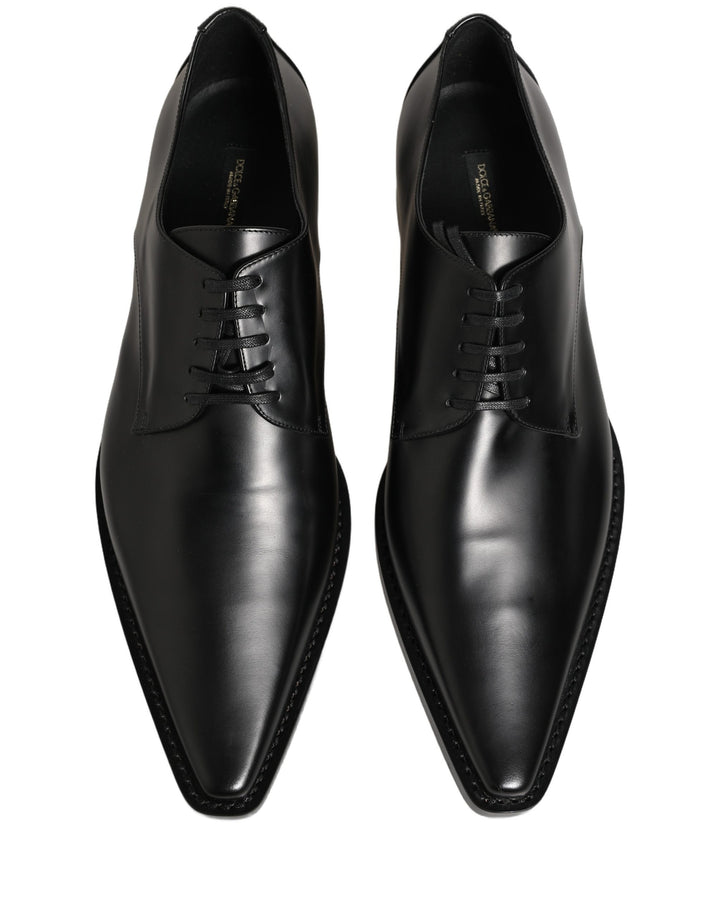 Dolce & Gabbana Black Leather Lace Up Derby Dress Shoes