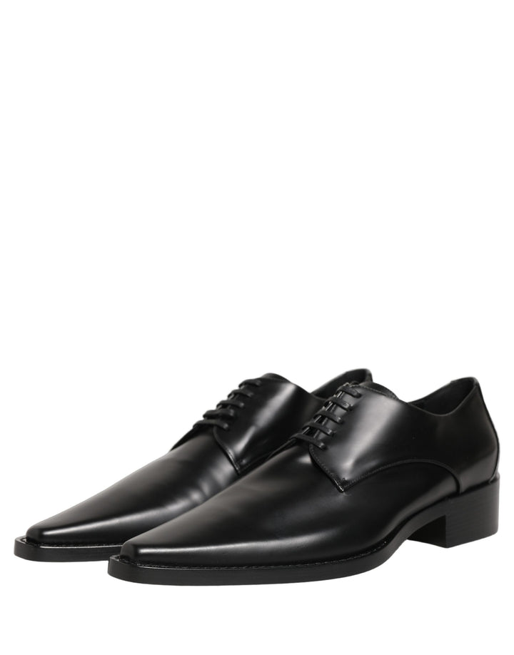 Dolce & Gabbana Black Leather Lace Up Derby Dress Shoes
