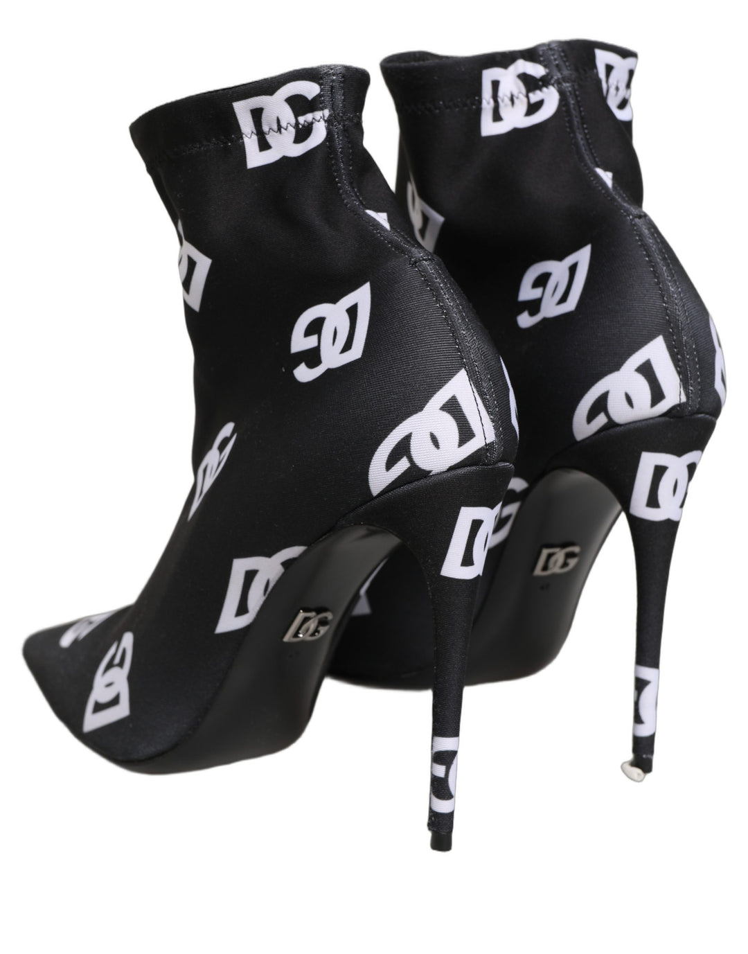 Dolce & Gabbana Black Logo Stretch Heels Ankle Boots Shoes
