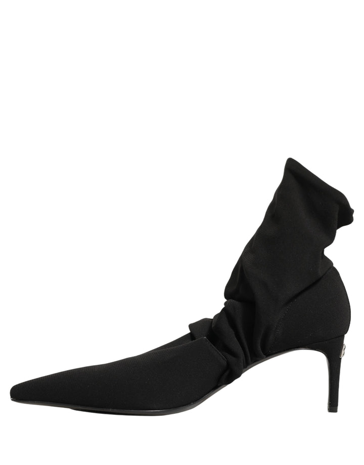 Dolce & Gabbana Black Stretch Socks Heels Ankle Boots Shoes