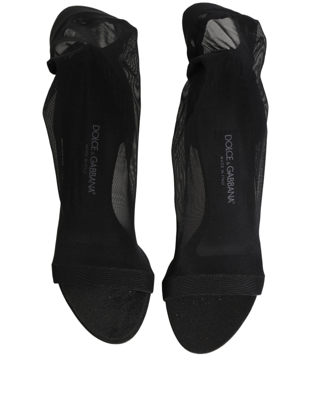 Dolce & Gabbana Black Nylon Mesh Sock Style Boots Shoes