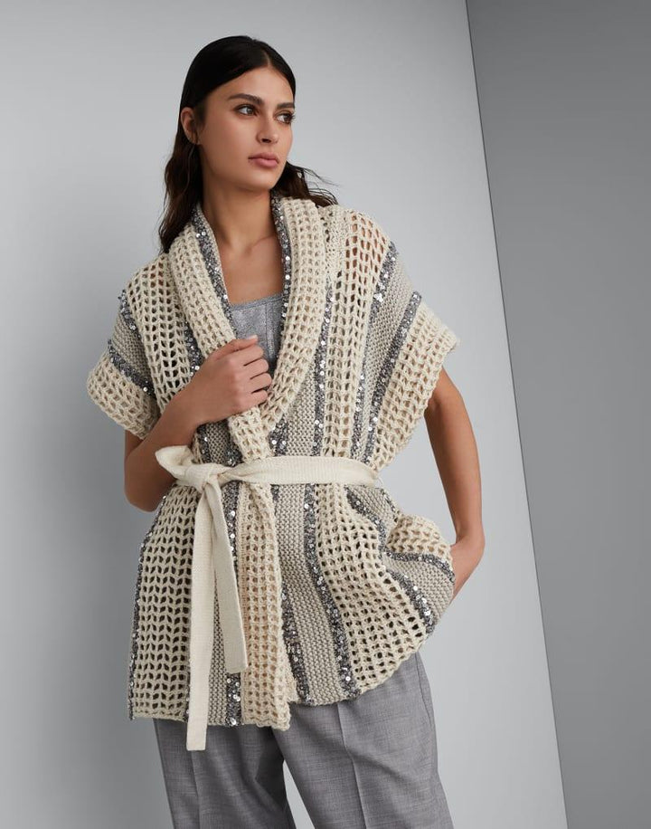 Brunello Cucinelli Bicolor Fibres Sleeveless Jacket