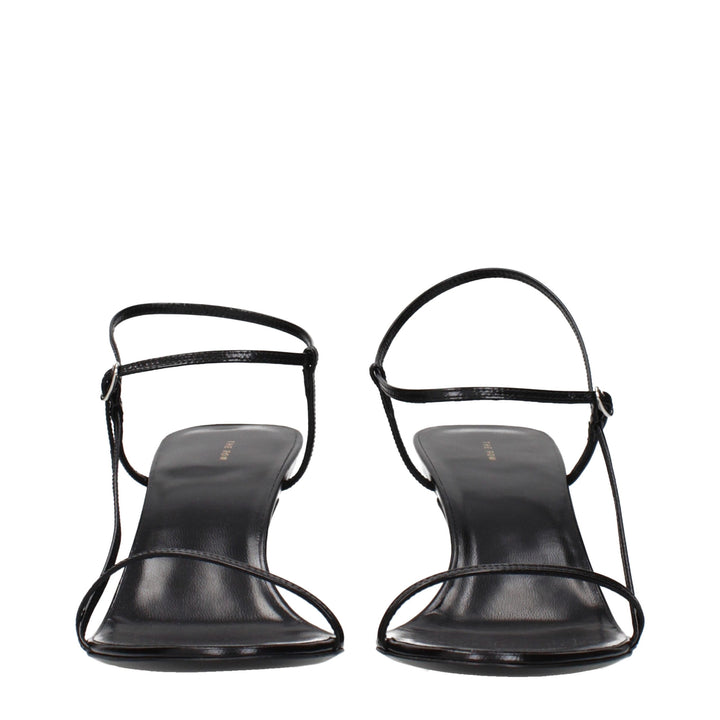 The Row Black Leather Stiletto Heel Sandals