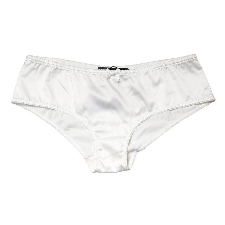 Dolce & Gabbana White Silk Stretch Mid Waist Brief Panty Underwear