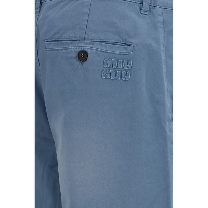 Miu Miu Blue Cotton Casual Pants