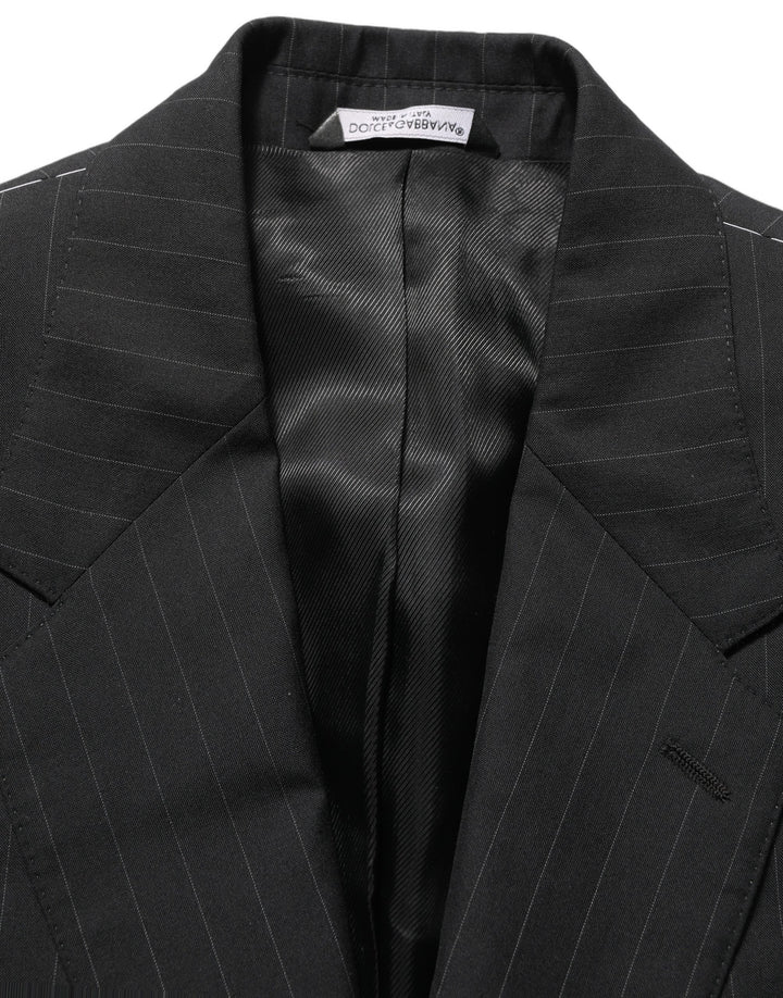 Dolce & Gabbana Black Stripes Wool Single Breasted Blazer