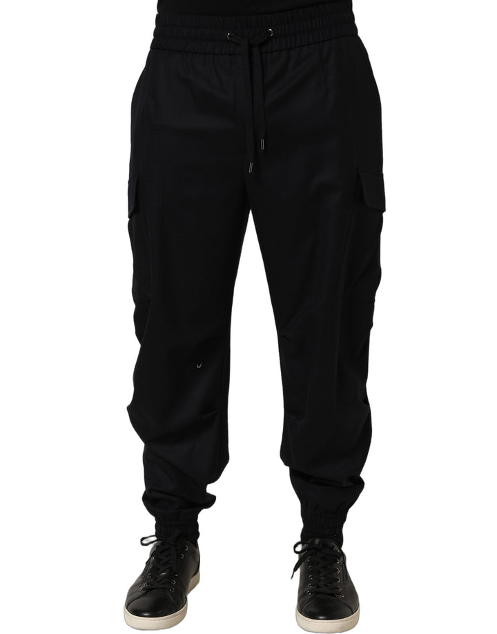 Dolce & Gabbana Black Mid Waist Cargo Jogger Sweatpants Pants