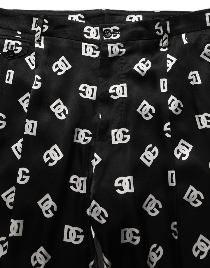 Dolce & Gabbana Black Silk Skinny Leg Dress Men Trouser Pants