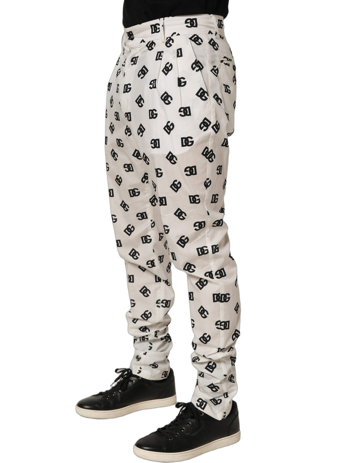 Dolce & Gabbana White Logo Skinny Leg Dress Men Trouser Pants