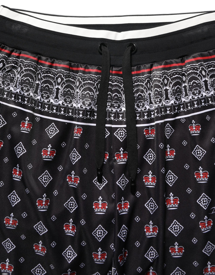 Dolce & Gabbana Black Bandana Crown Jogger Men Trouser Pants