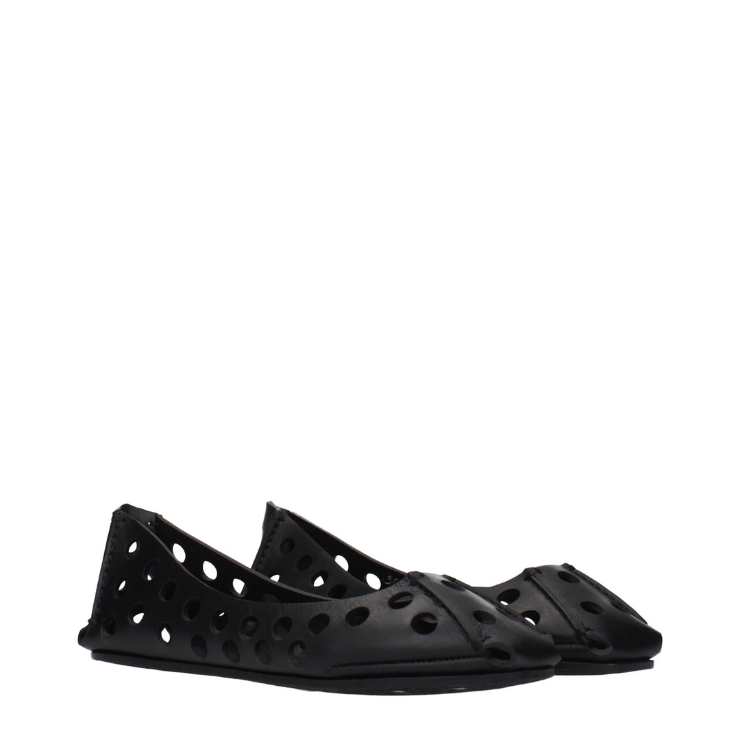 Alaïa Black Leather Ballet Flats