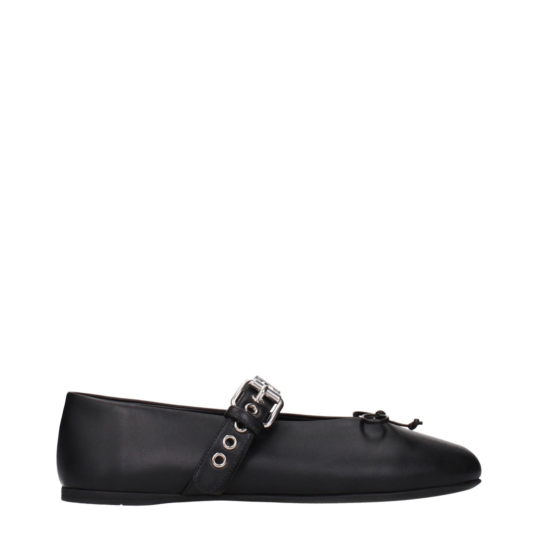 Miu Miu Black Leather Ballet Flats