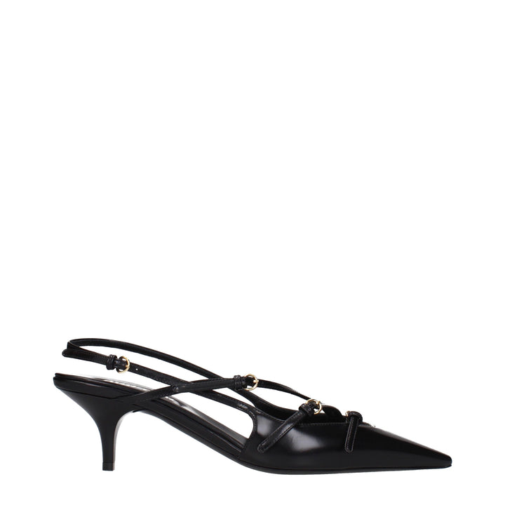 Miu Miu Black Leather High Heel Pumps