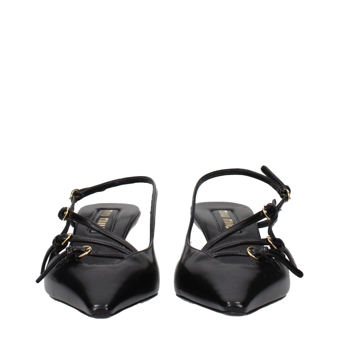 Miu Miu Black Leather High Heel Pumps