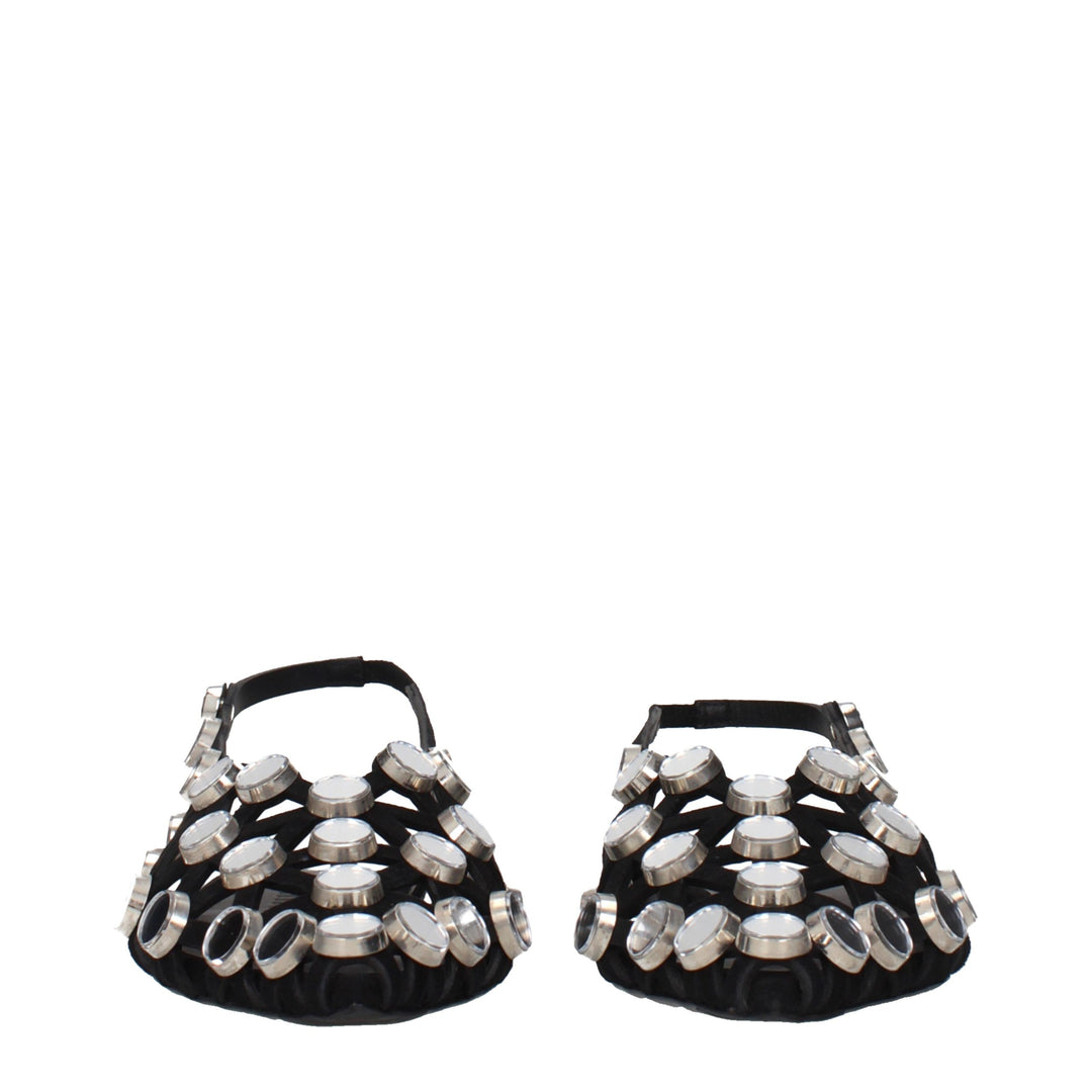 The Attico Black Leather Ballet Flats