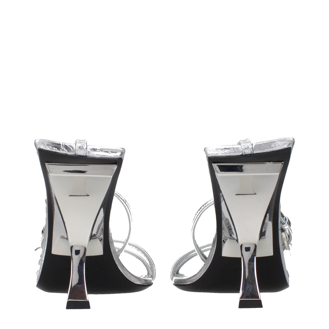 The Attico Gray Leather Stiletto Heel Sandals