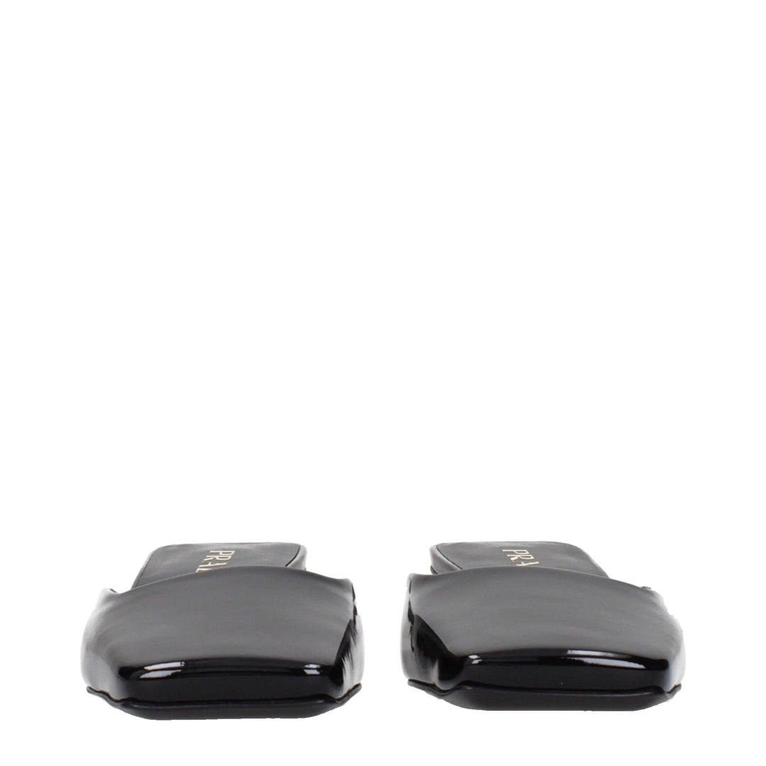 Prada Black Leather Flat Sandals