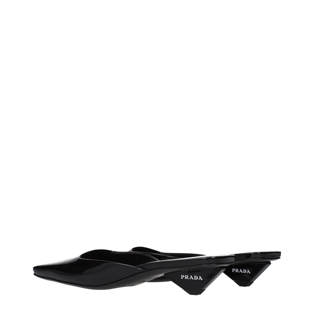 Prada Black Leather Flat Sandals