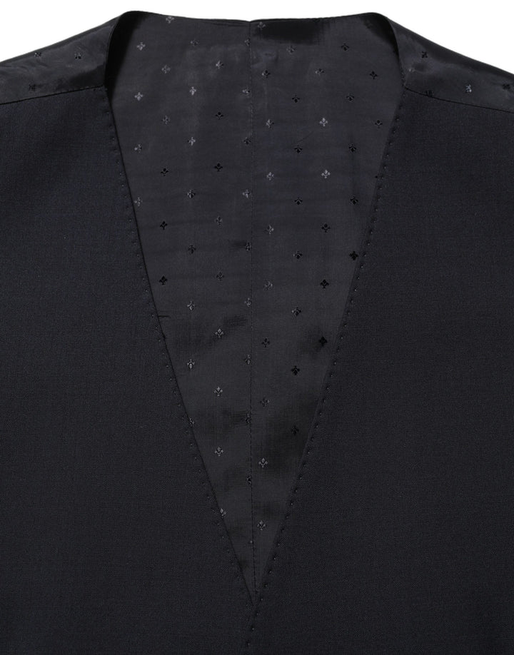 Dolce & Gabbana Black Wool Slim Fit Formal 3 Piece Men Suit
