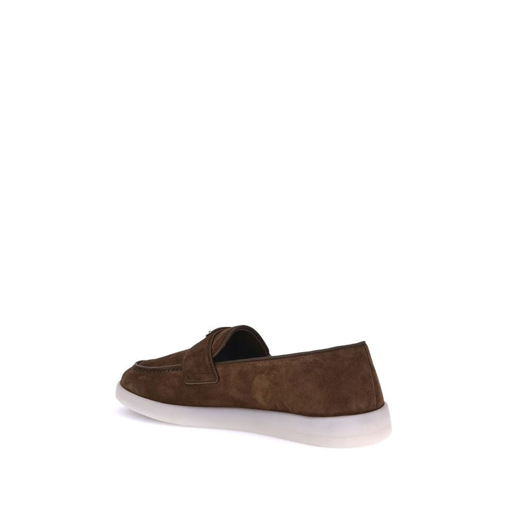 Prada Brown Calf Leather Bos Taurus Slip-On Loafers