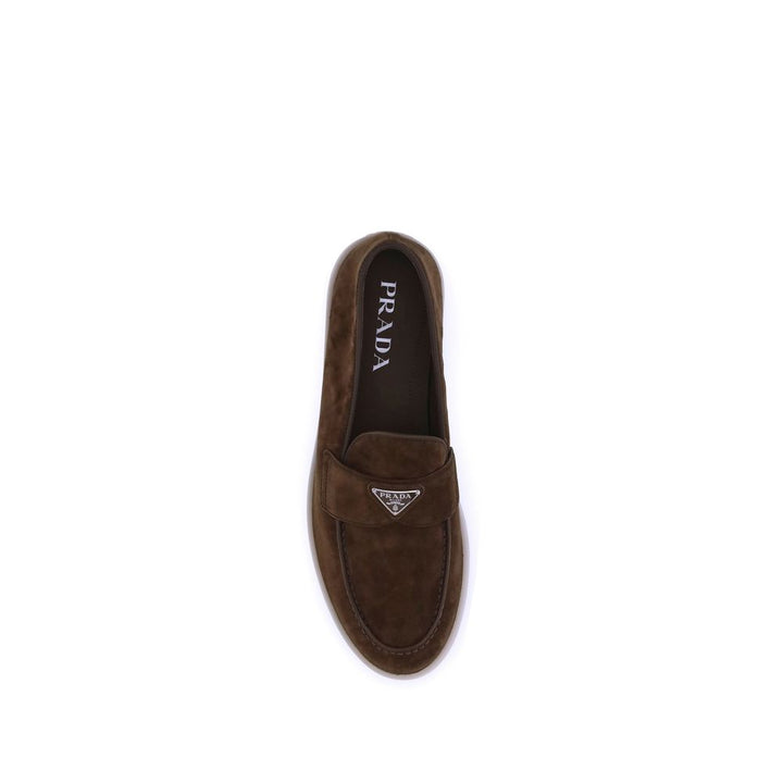 Prada Brown Calf Leather Bos Taurus Slip-On Loafers