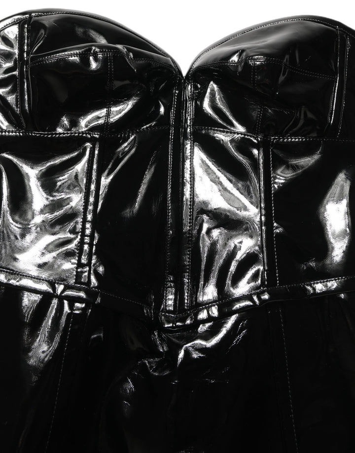 Dolce & Gabbana Black Patent Leather Corset Style Mini Dress