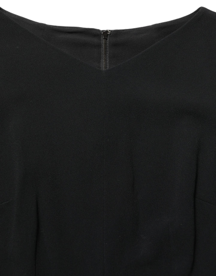Dolce & Gabbana Black Viscose Short Sleeve A-line Midi Dress