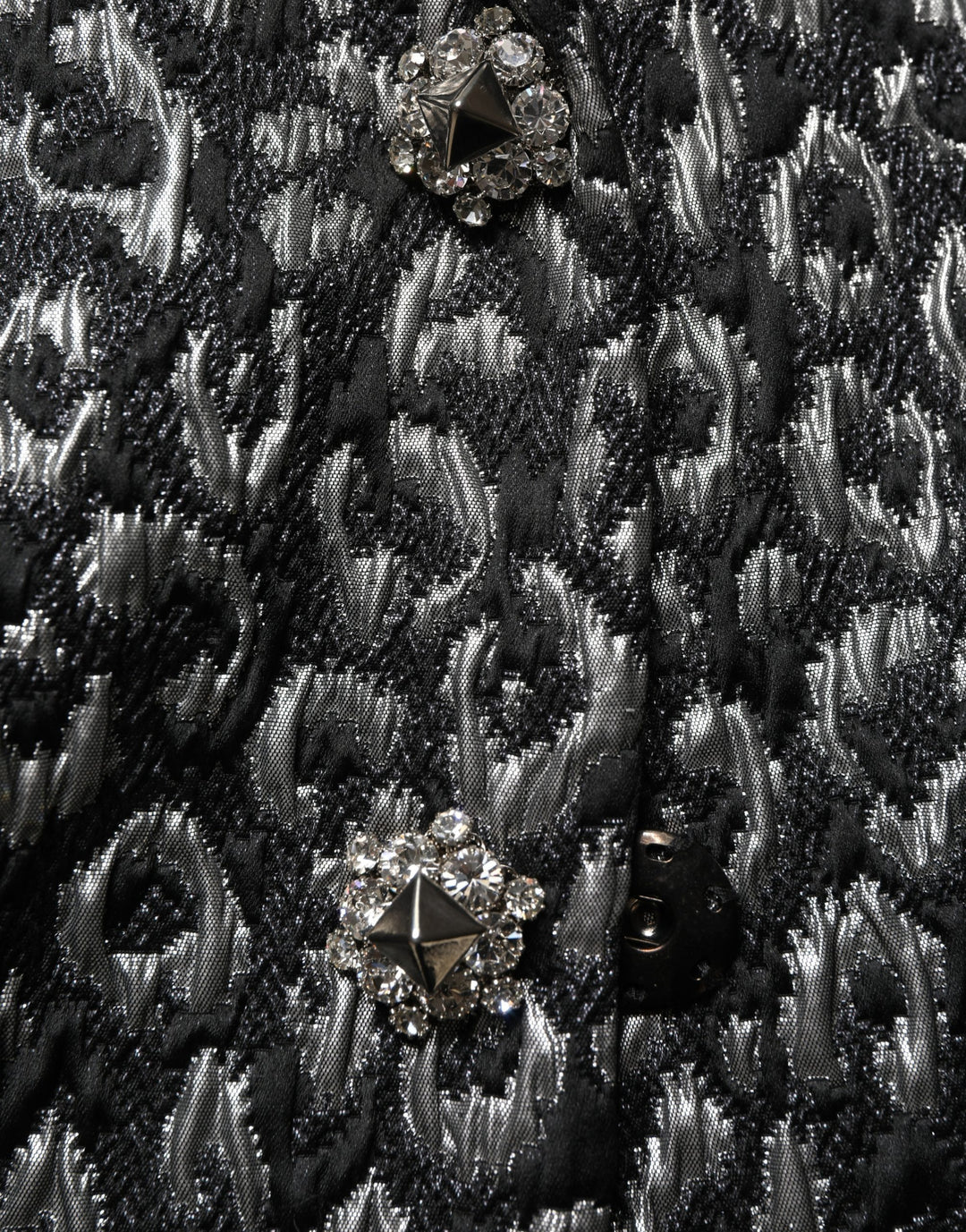 Dolce & Gabbana Black Silver Jacquard Leopard Coat Jacket