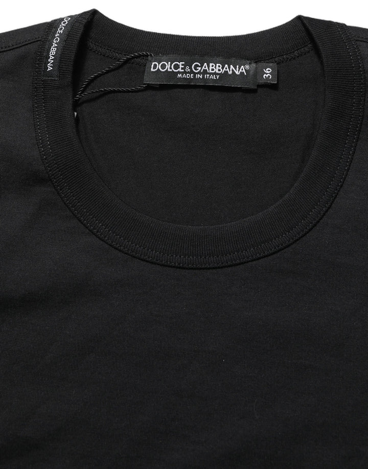 Dolce & Gabbana Black Cotton Short Sleeves Crew Neck T-shirt