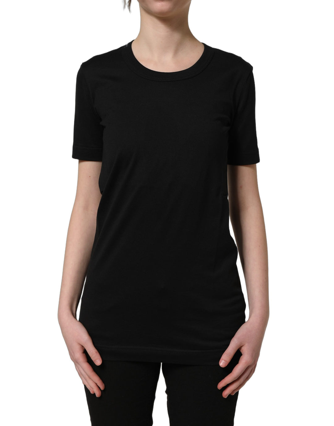 Dolce & Gabbana Black Cotton Short Sleeves Crew Neck T-shirt