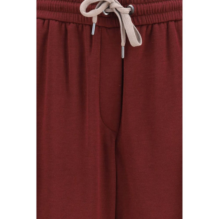 Brunello Cucinelli Bordeaux Cotton Athletic Pants