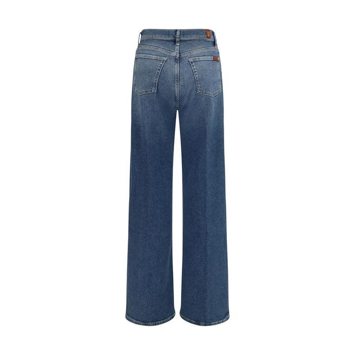 7FOR Blue Cotton Flared Jeans