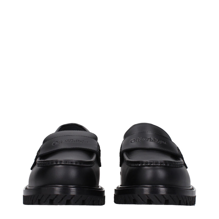 Off-White Black Leather Slip-On Loafers